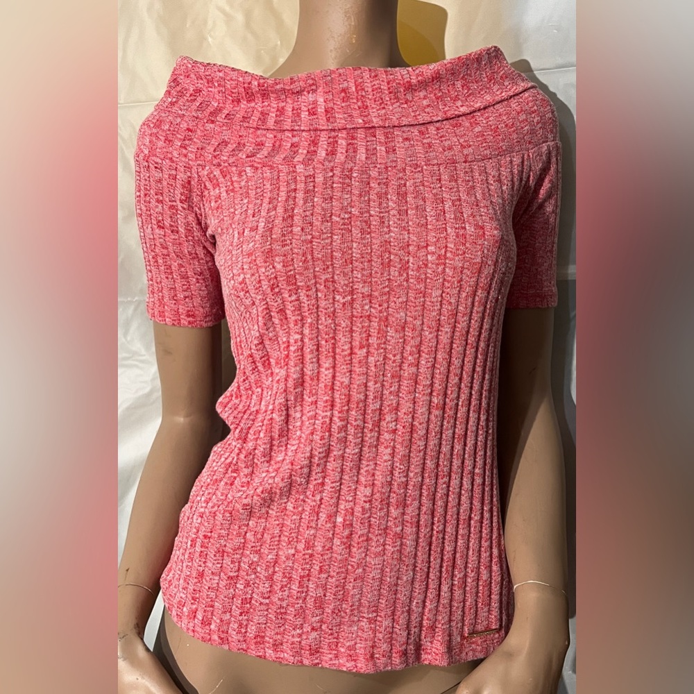 Michael Kors Pink Ribbed Off-the-shoulder Shirt Size P/M (like new)